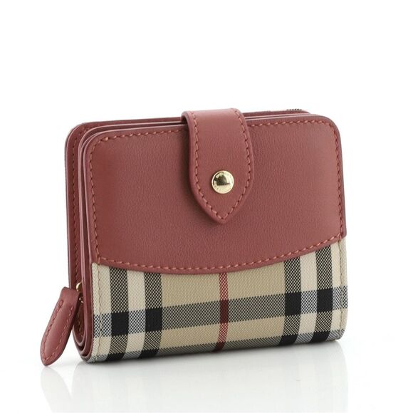 BURBERRY Finsbury Wallet Horseferry Check Canvas and Leather - Picture 1 of 14